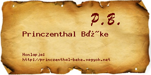 Princzenthal Béke névjegykártya
